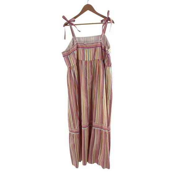 Lane Bryant Tie-Strap Tiered Striped Cotton Maxi Dress Size 20 2X Plus Sz Summer - Picture 7 of 12